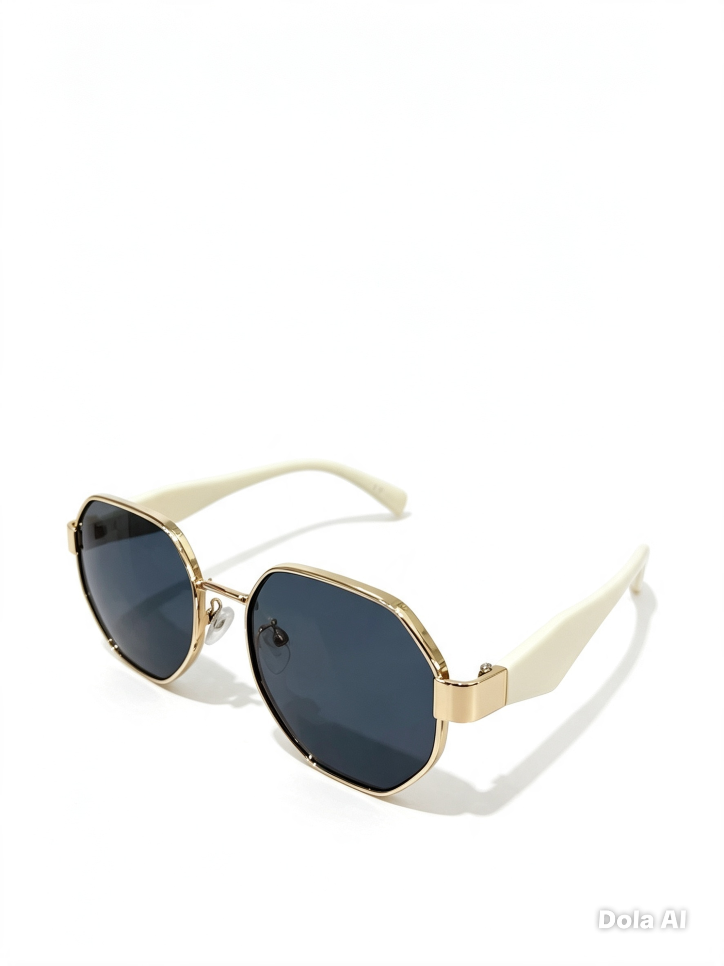 Lentes dama hexagonales blanco con dorado