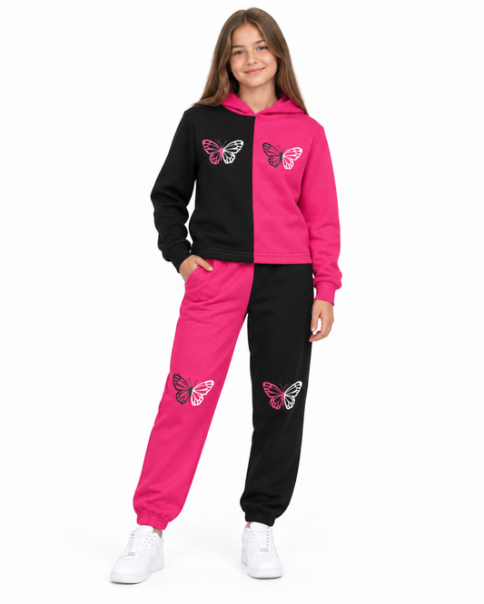 Set niña deportivo de 3 piezas en negro, rosa y blanco 🖤💗