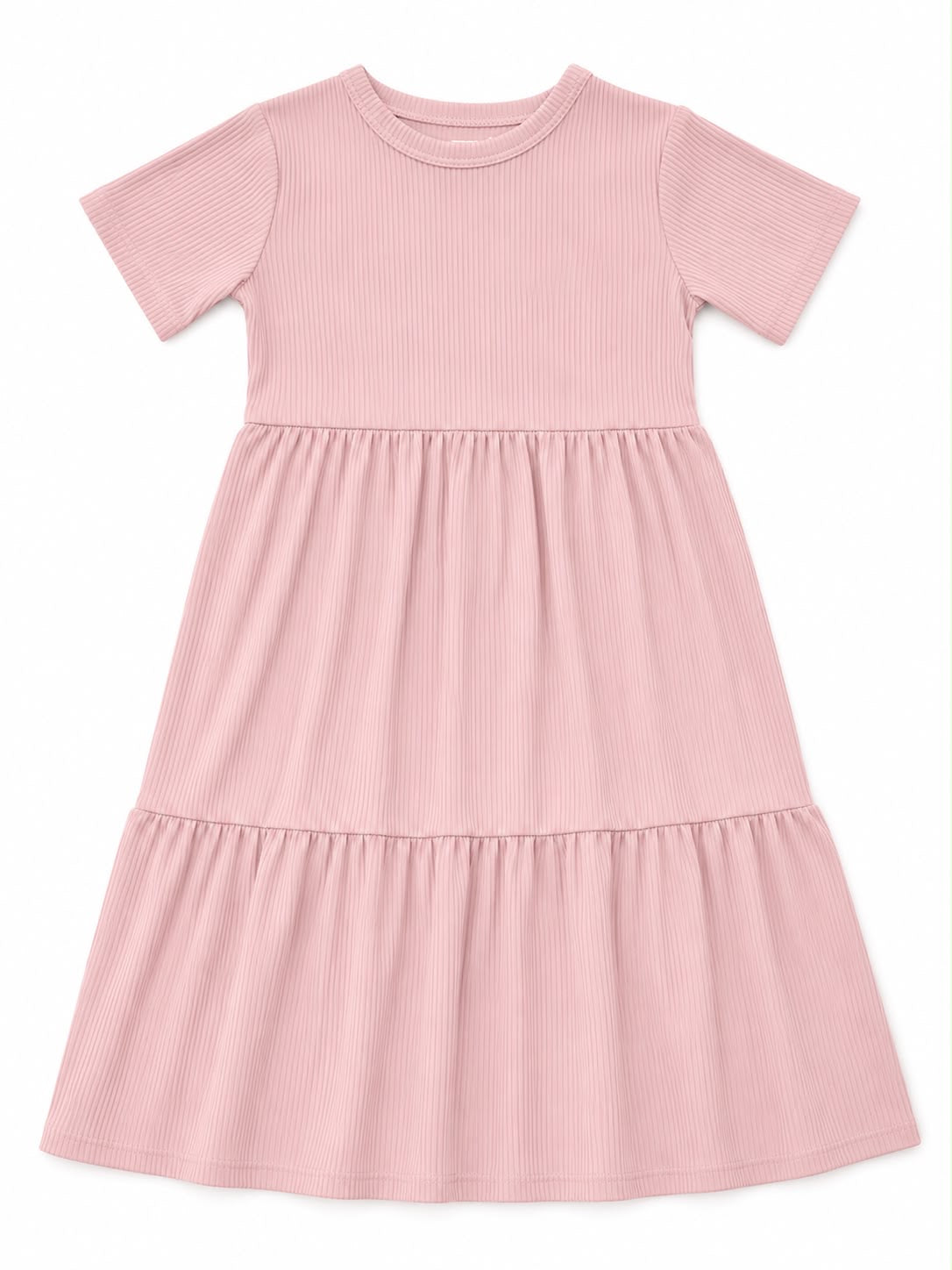 Vestido niña básico de algodón acanalado