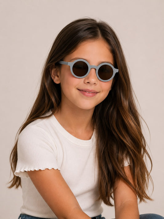 Lentes niña redondos color azul cielo