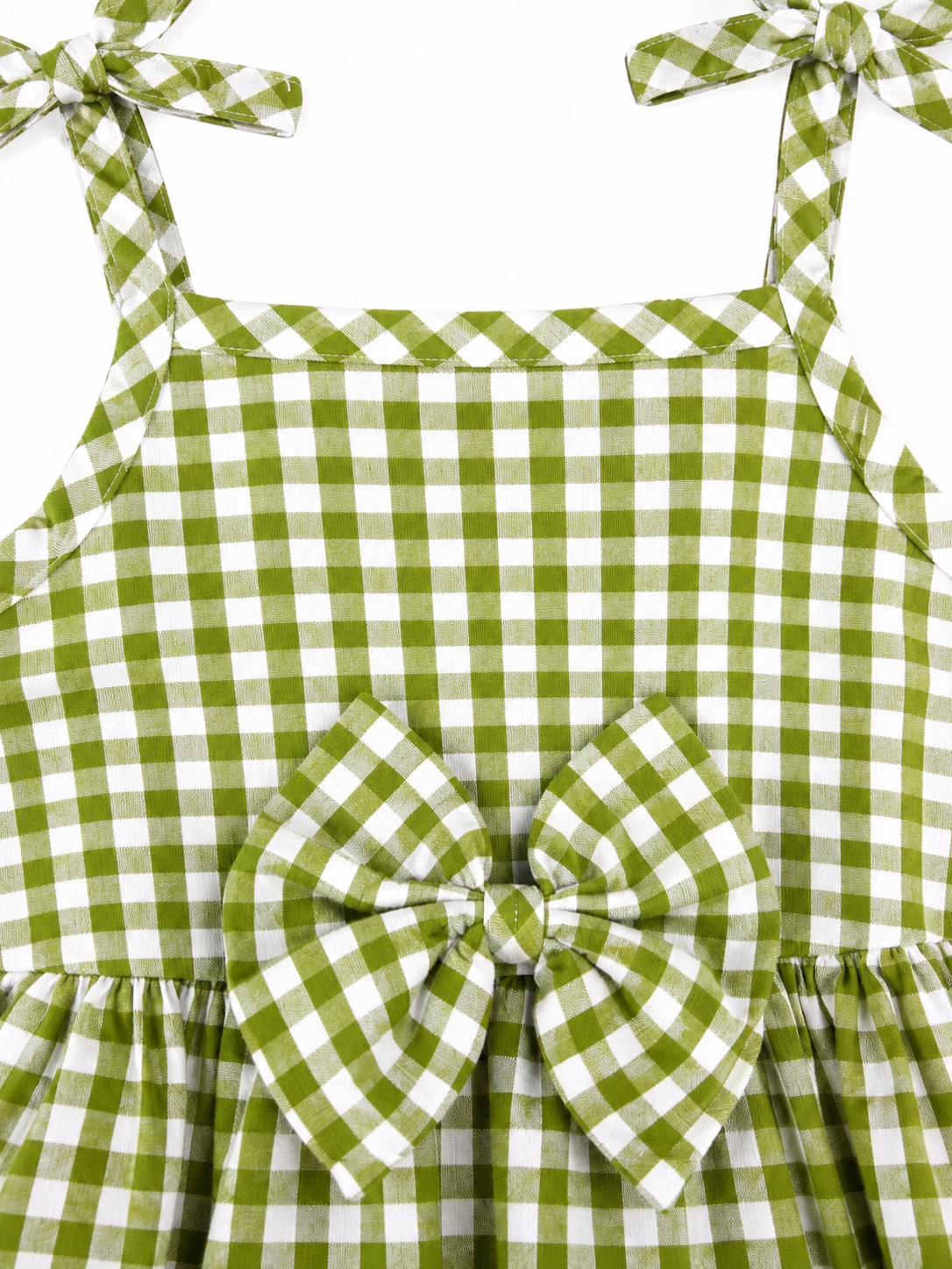 Vestido bebé meses cuadros verde con diadema