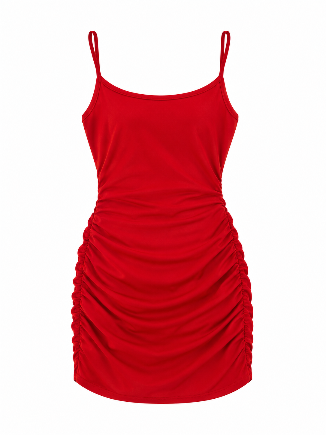 Vestido dama OFERTA Color Rojo | Tirantes Delgados | Diseño Fruncido Ajustable
