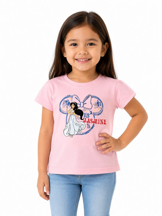Blusa niña rosa con estampado de princesa