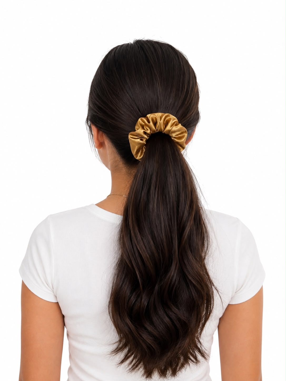Liga cabello accesorio satinada dorada