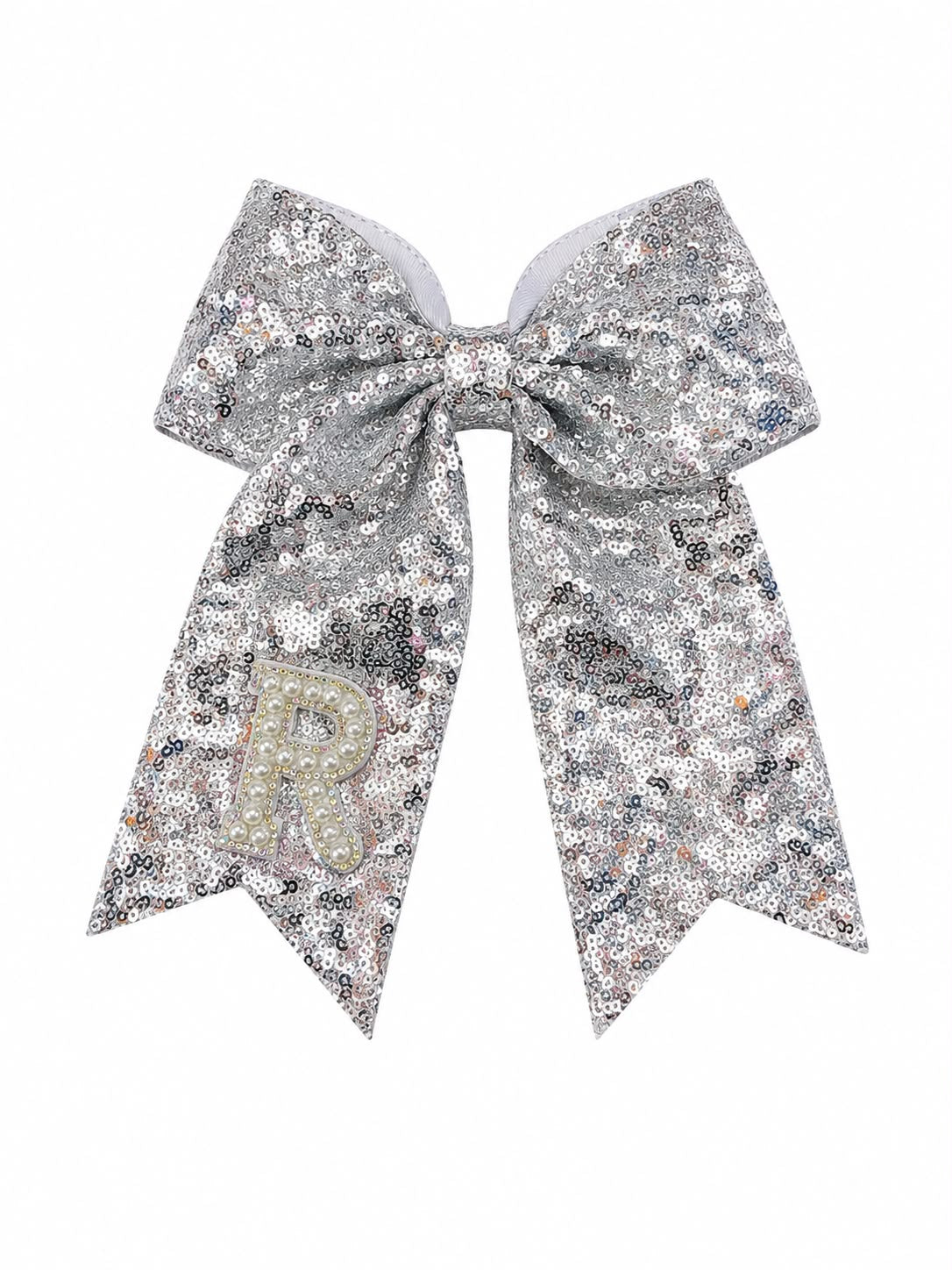 🎀 Moño niña plateado con lentejuelas