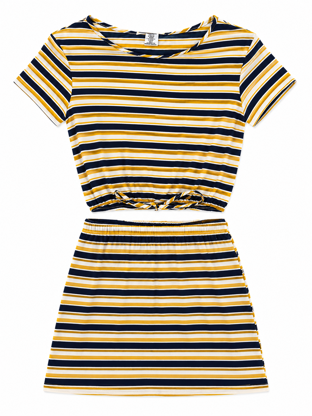Conjunto Dama OFERTA Rayas Falda y Blusa Manga Corta