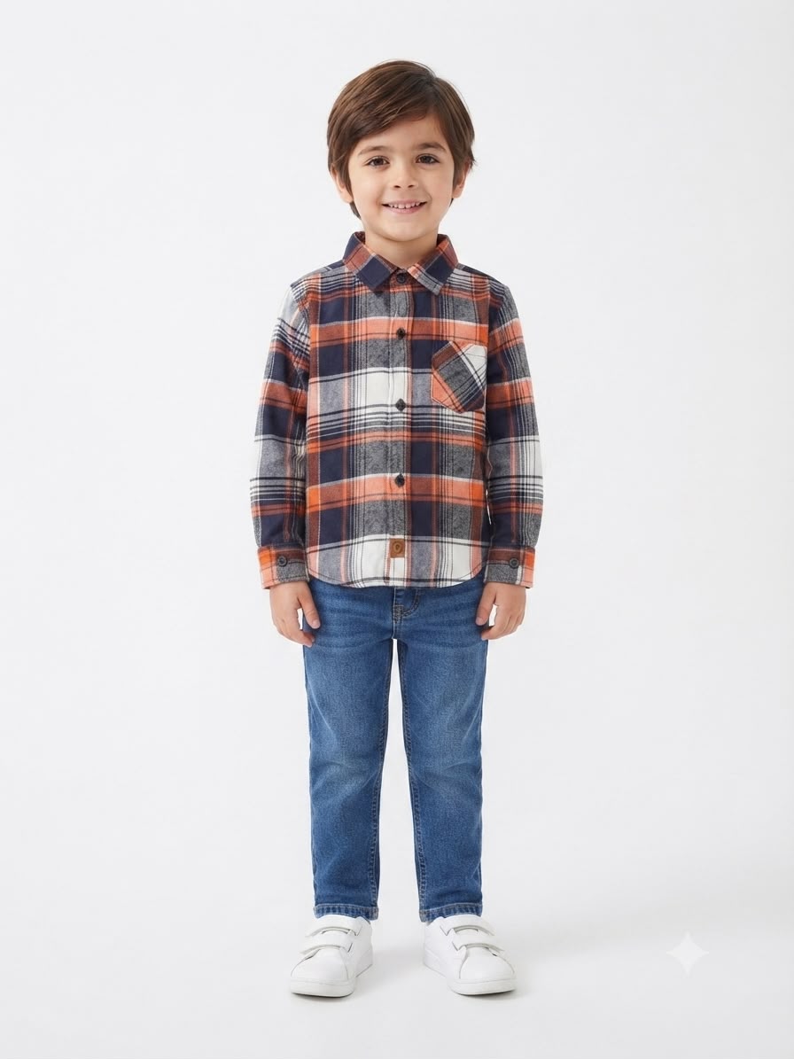 Camisa niño manga larga de cuadros