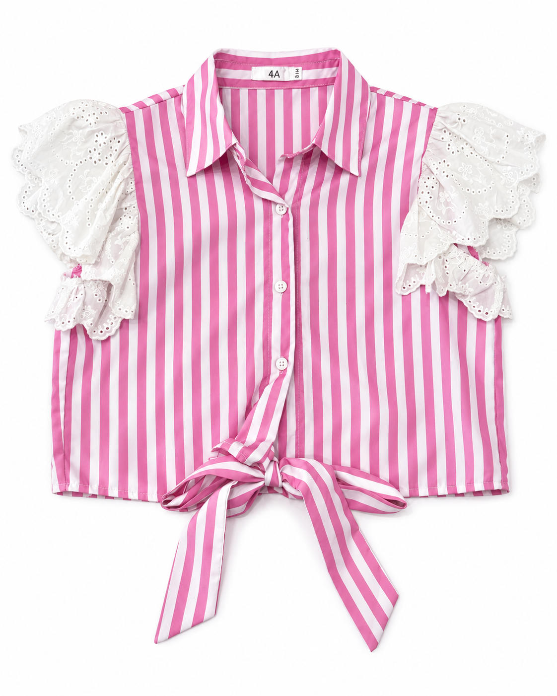 OFERTA – Blusa dama a rayas rosa con mangas de encaje