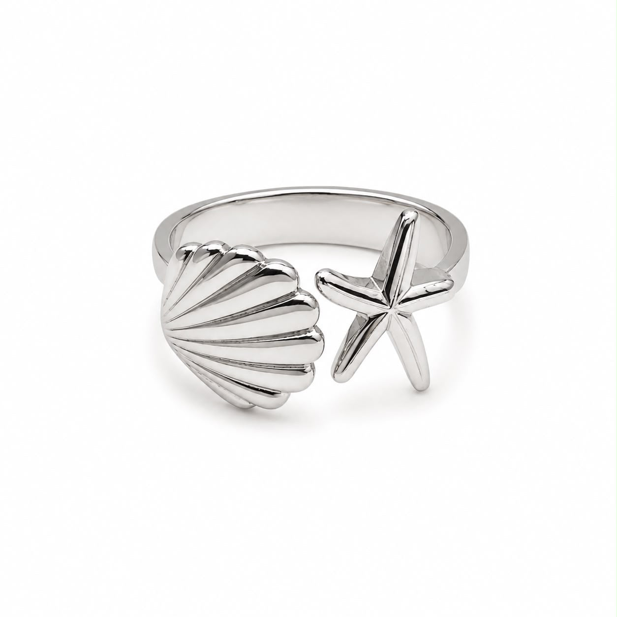 Anillo Dama plateado diseño marino 🌊