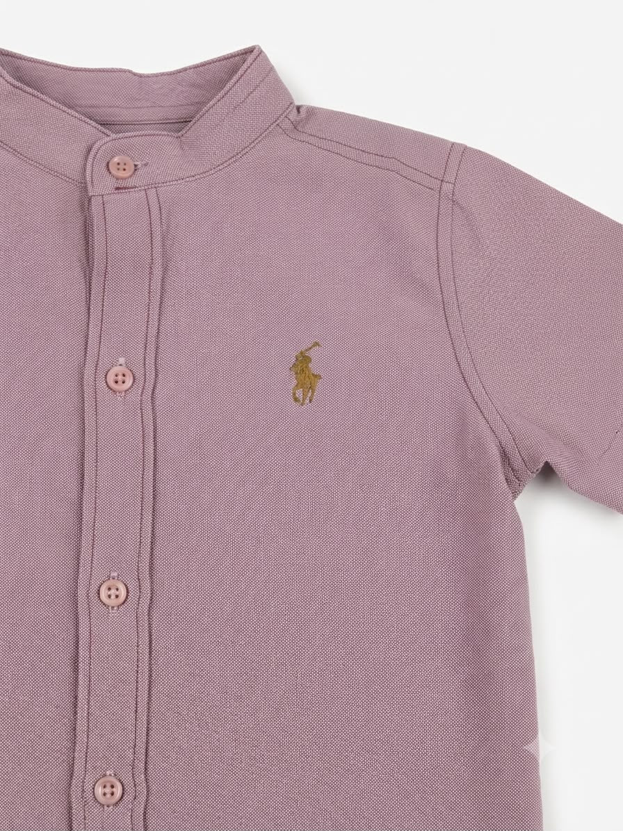 Camisa niño manga corta con cuello mao