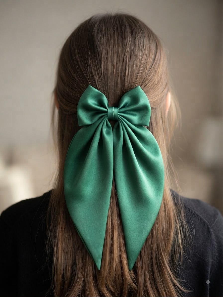 🎀 Moño niña verde esmeralda