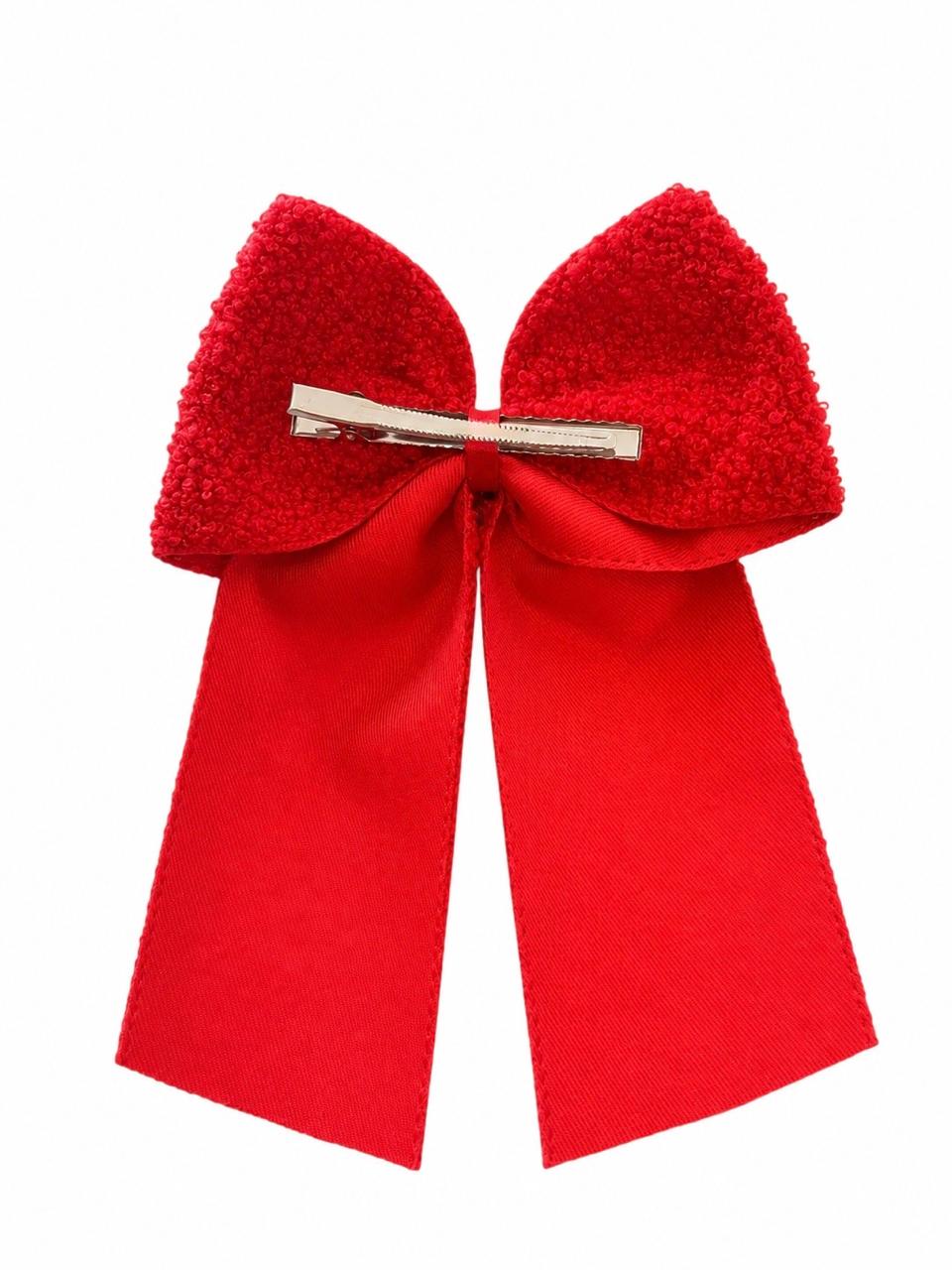 Moño niña rojo texturizado con tirantes 🎀❤️