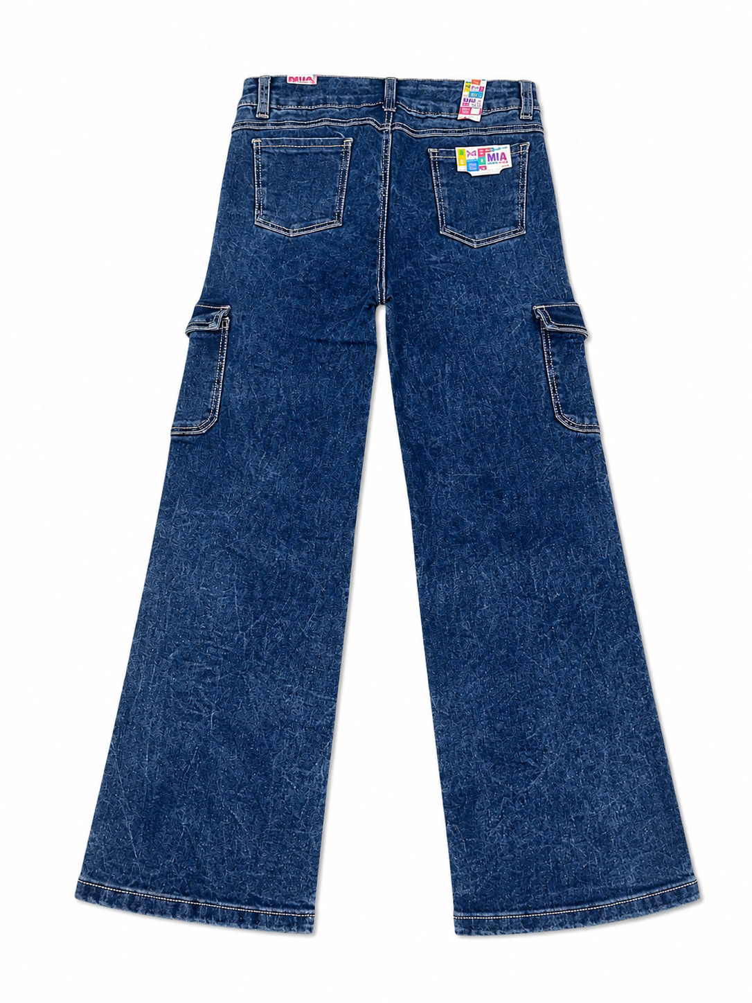 Pantalón niña cargo de mezclilla pierna amplia