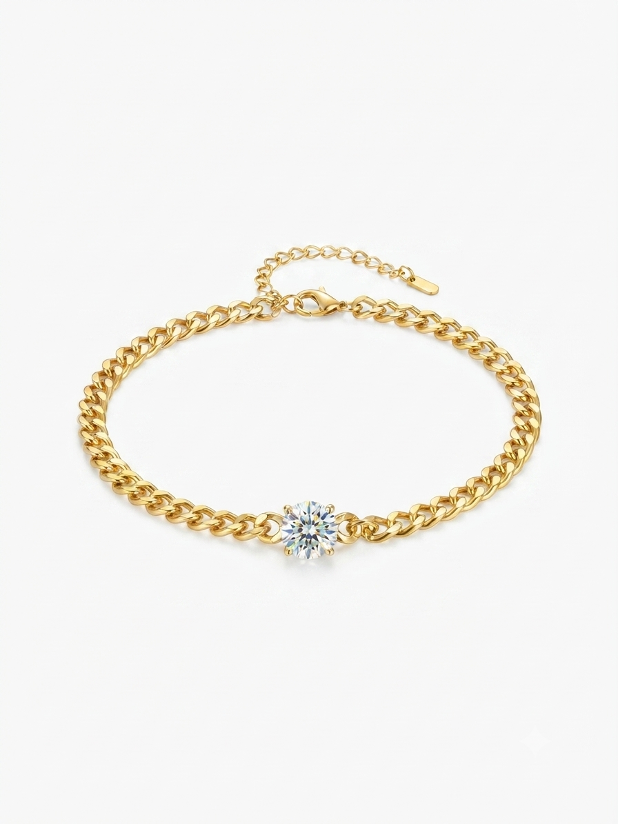 Tobillera dama accesorio dorada con cristal ✨💎