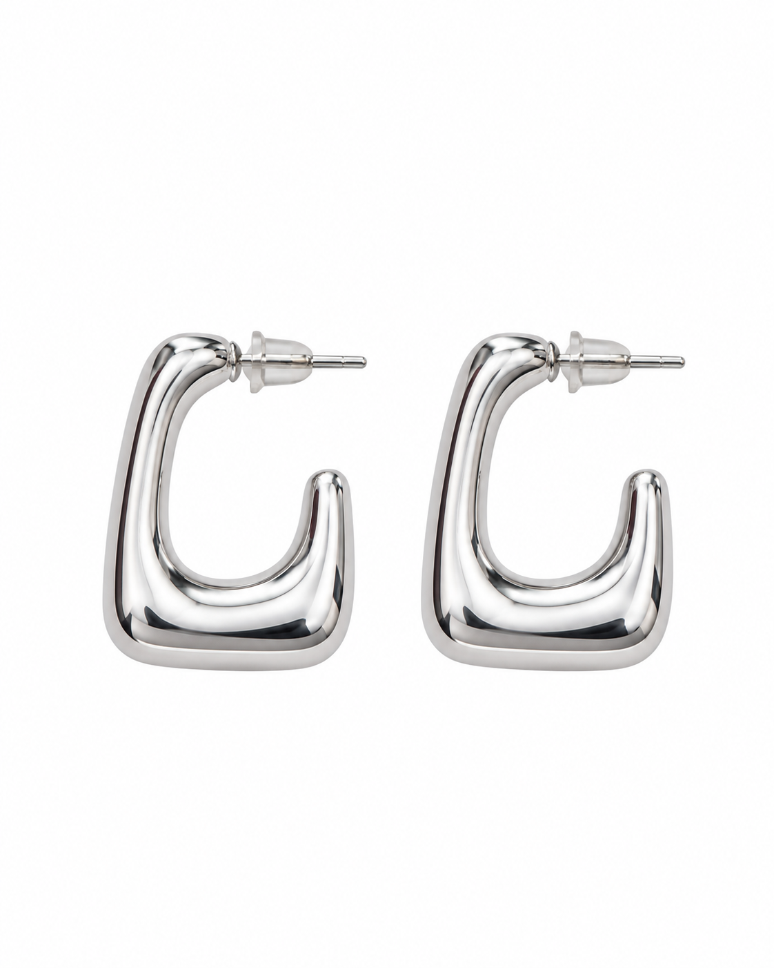 Aretes dama geométricos plateados ✨