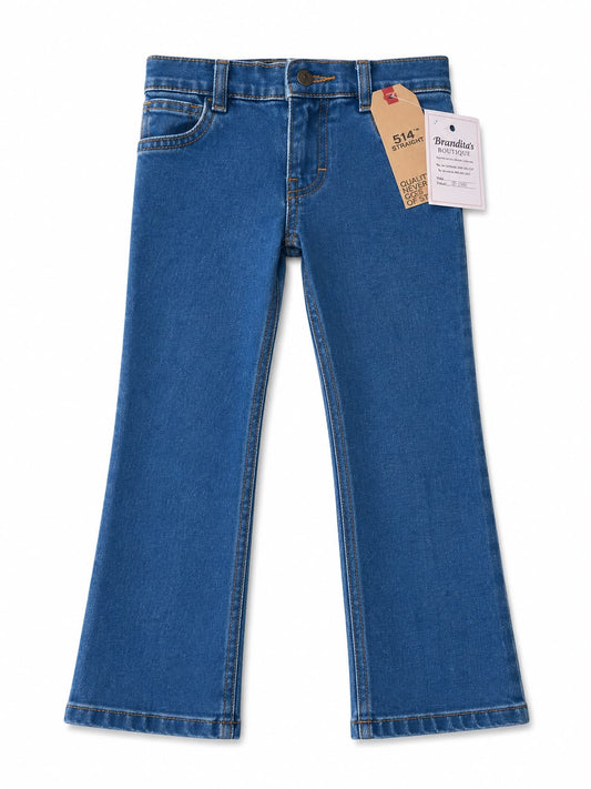 Pantalón niño mezclilla azul de corte slim recto