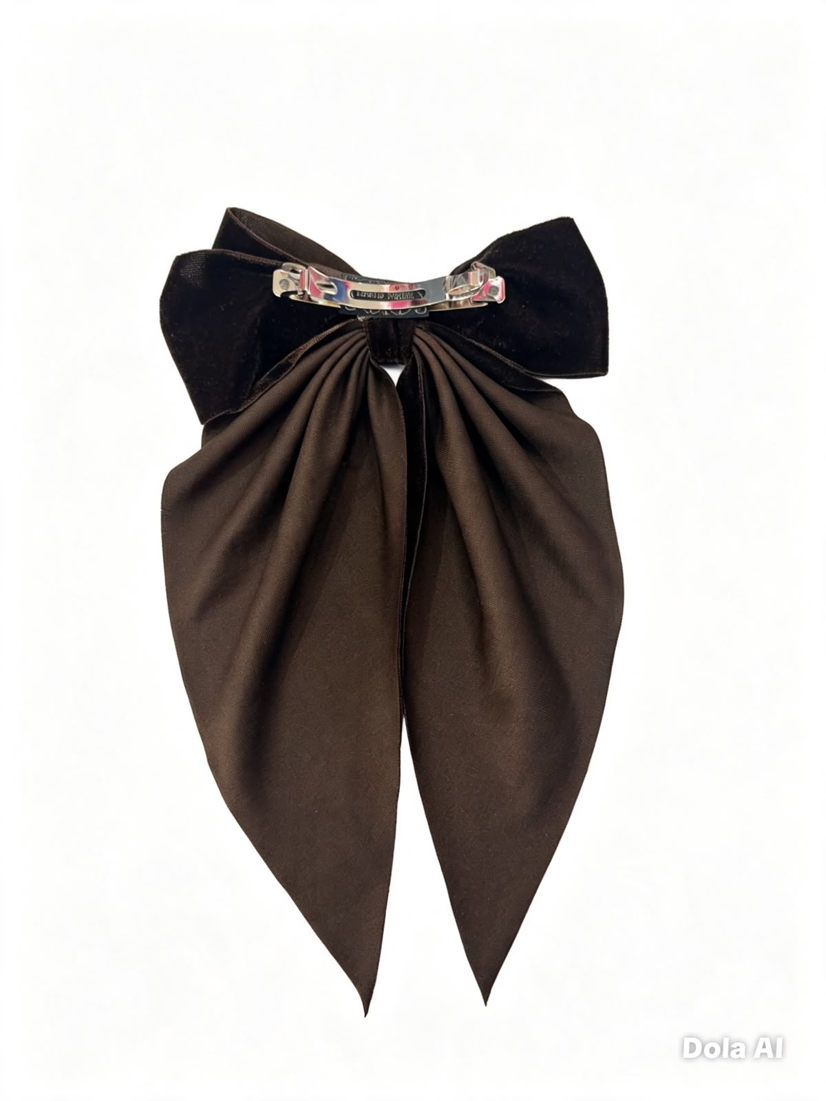 🎀 Moño coquette niña café de terciopelo