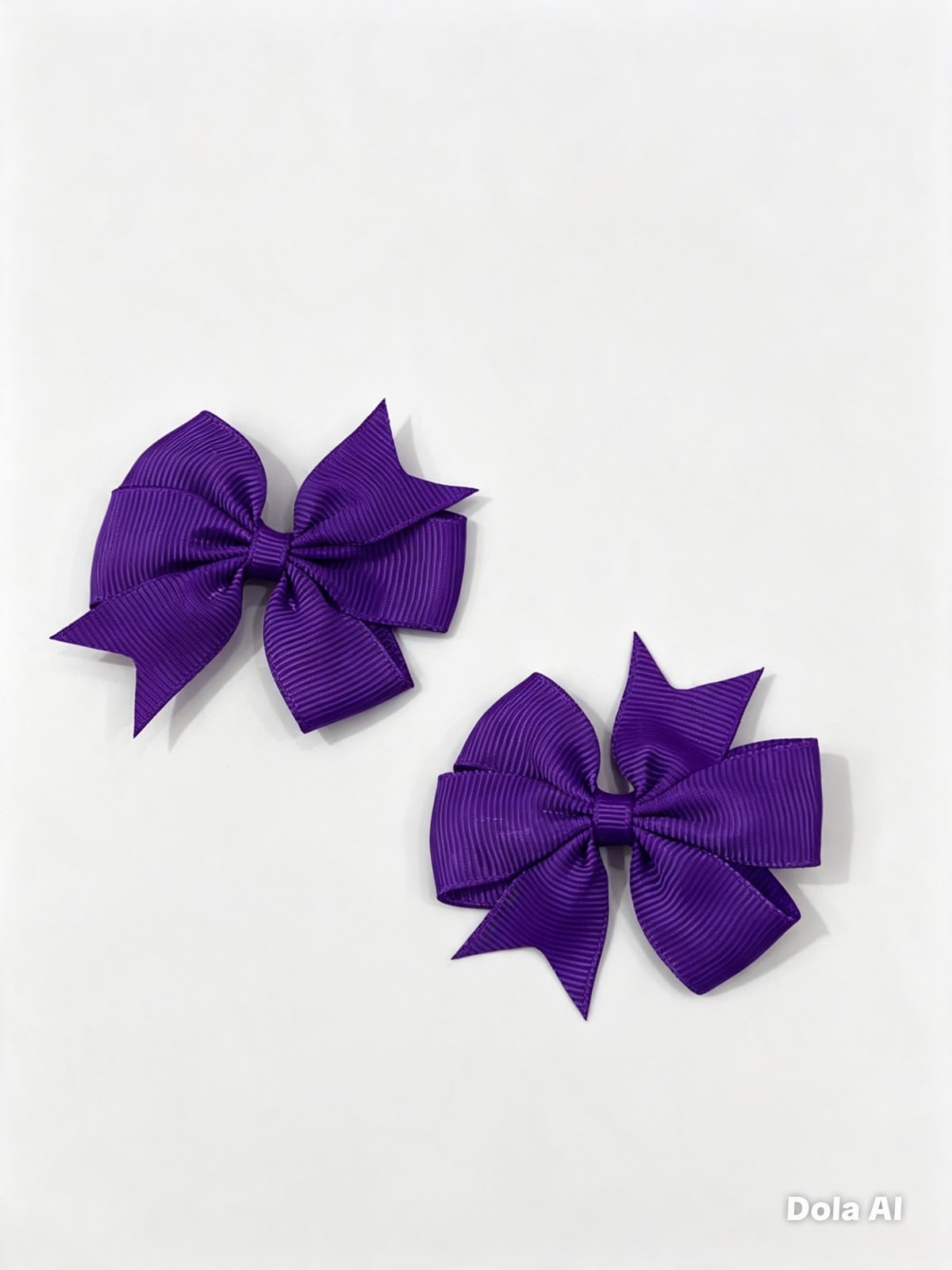 Moño par niña morado de grosgrain