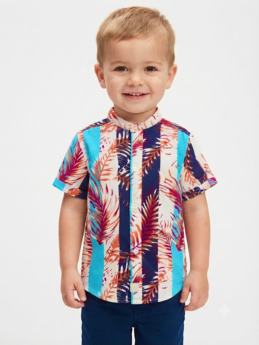 Camisa niño manga corta tropical