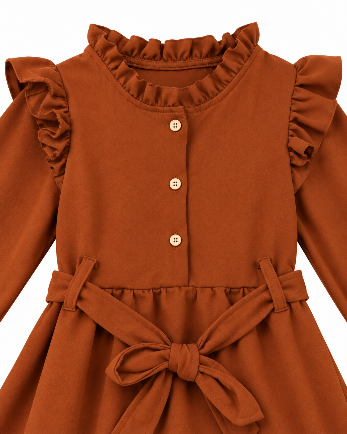 Vestido niña terracota con lazo 🤎