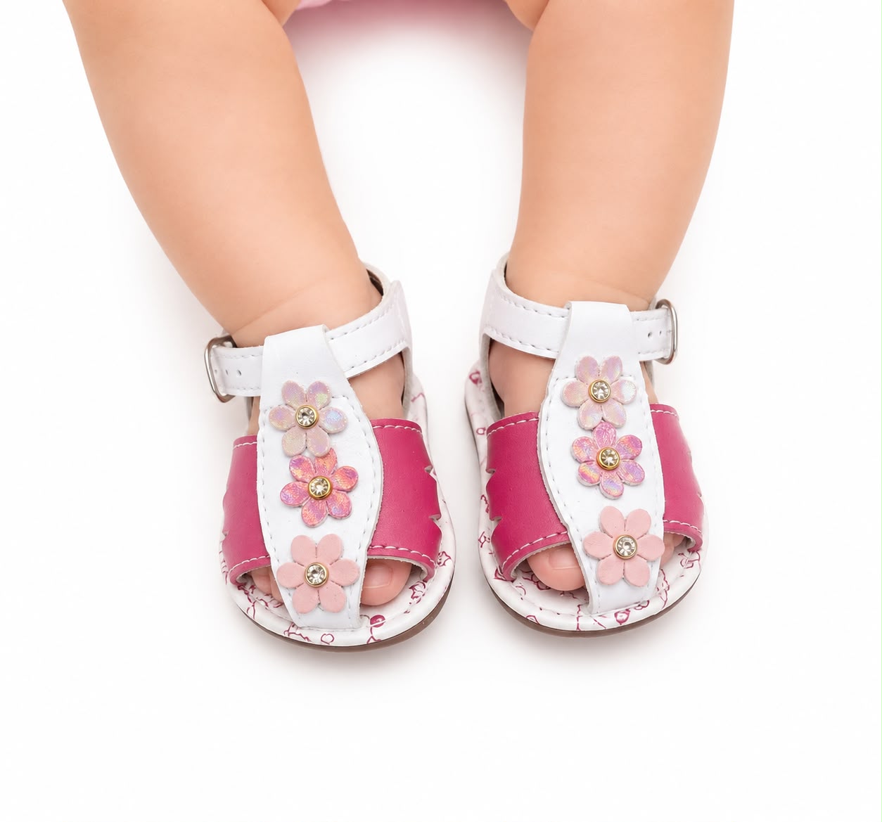 Huaraches niña OFERTA con flores brillantes