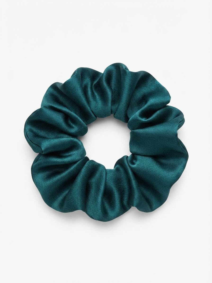 Liga cabello accesorio satinada verde esmeralda
