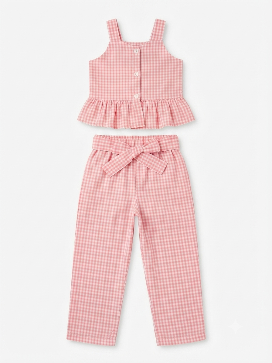 Set niña meses cuadros rosa