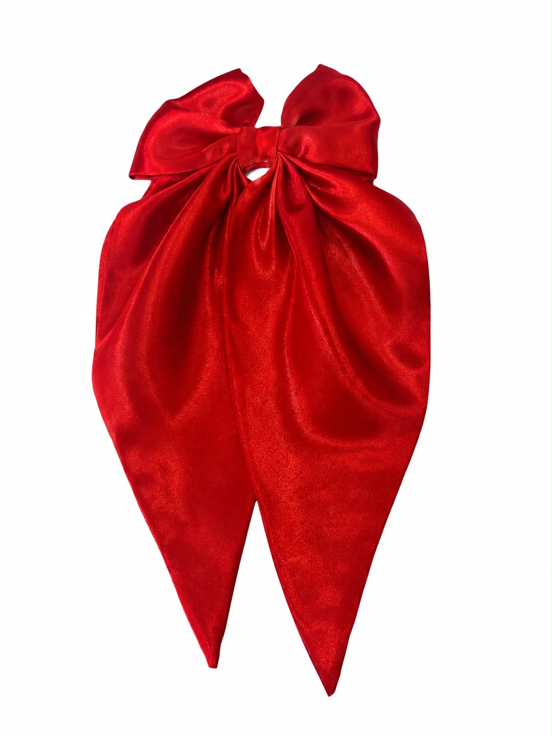 Moño coquette niña rojo satinado con caída larga 🎀❤️