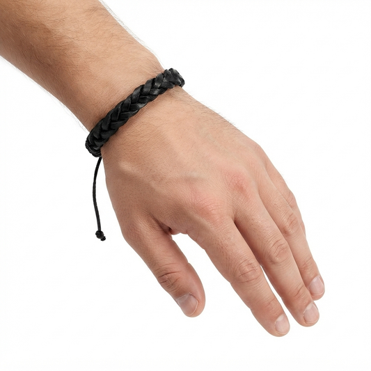 Pulsera Caballero Negra Trenzada 🖤