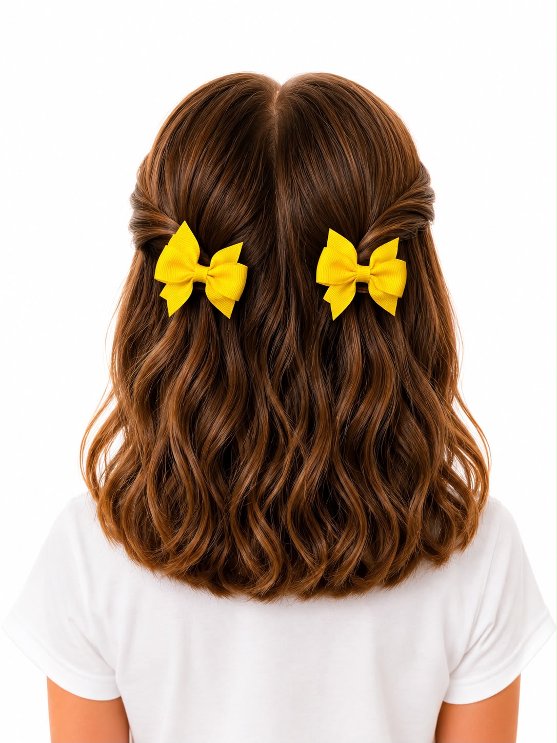 Moño par niña amarillo de grosgrain