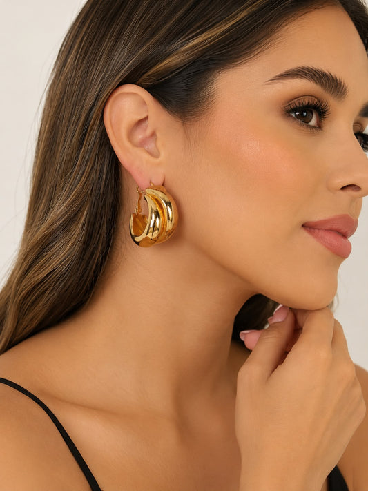 Aretes Arracada Doradas Bold ✨