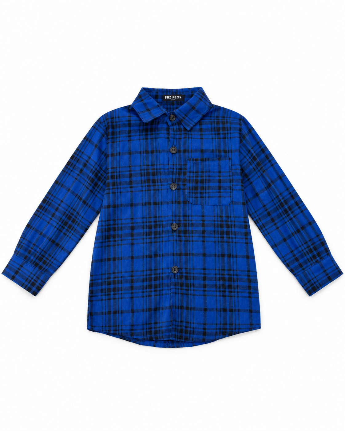Camisa niño de manga larga a cuadros azul con negro