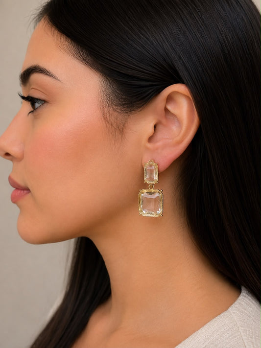 Aretes colgantes con cristales Facetados