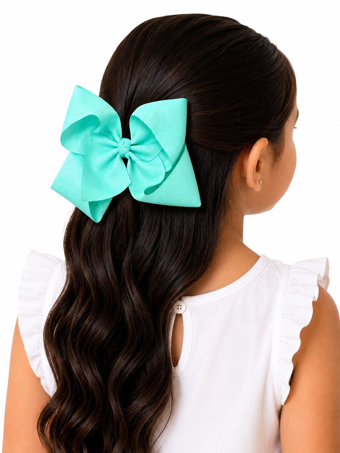 Moño para niña grande verde menta con doble lazada 🎀💚