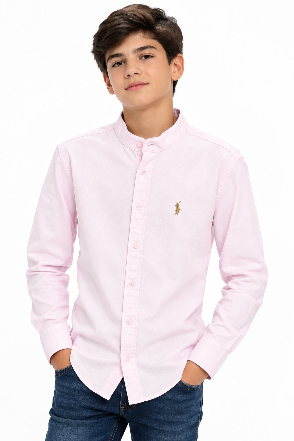 Camisa niño rosa manga larga