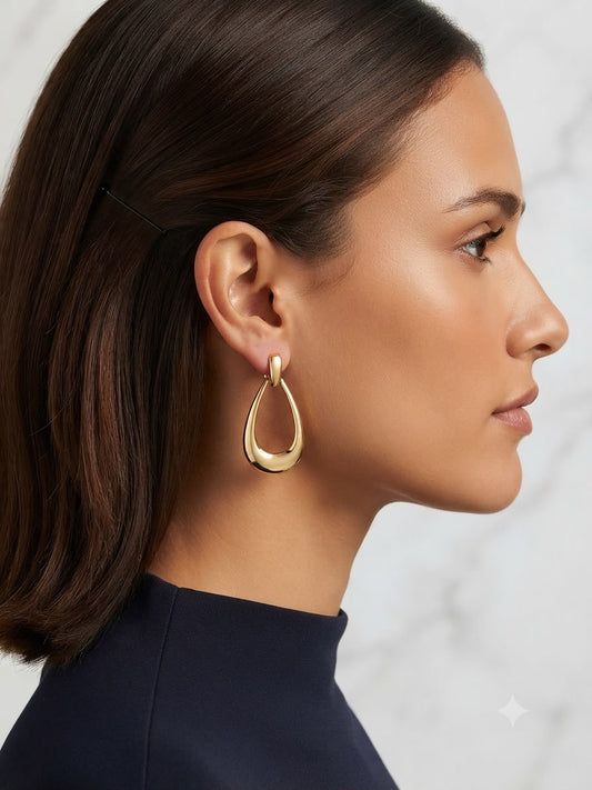 Aretes colgantes gota minimalista dorado