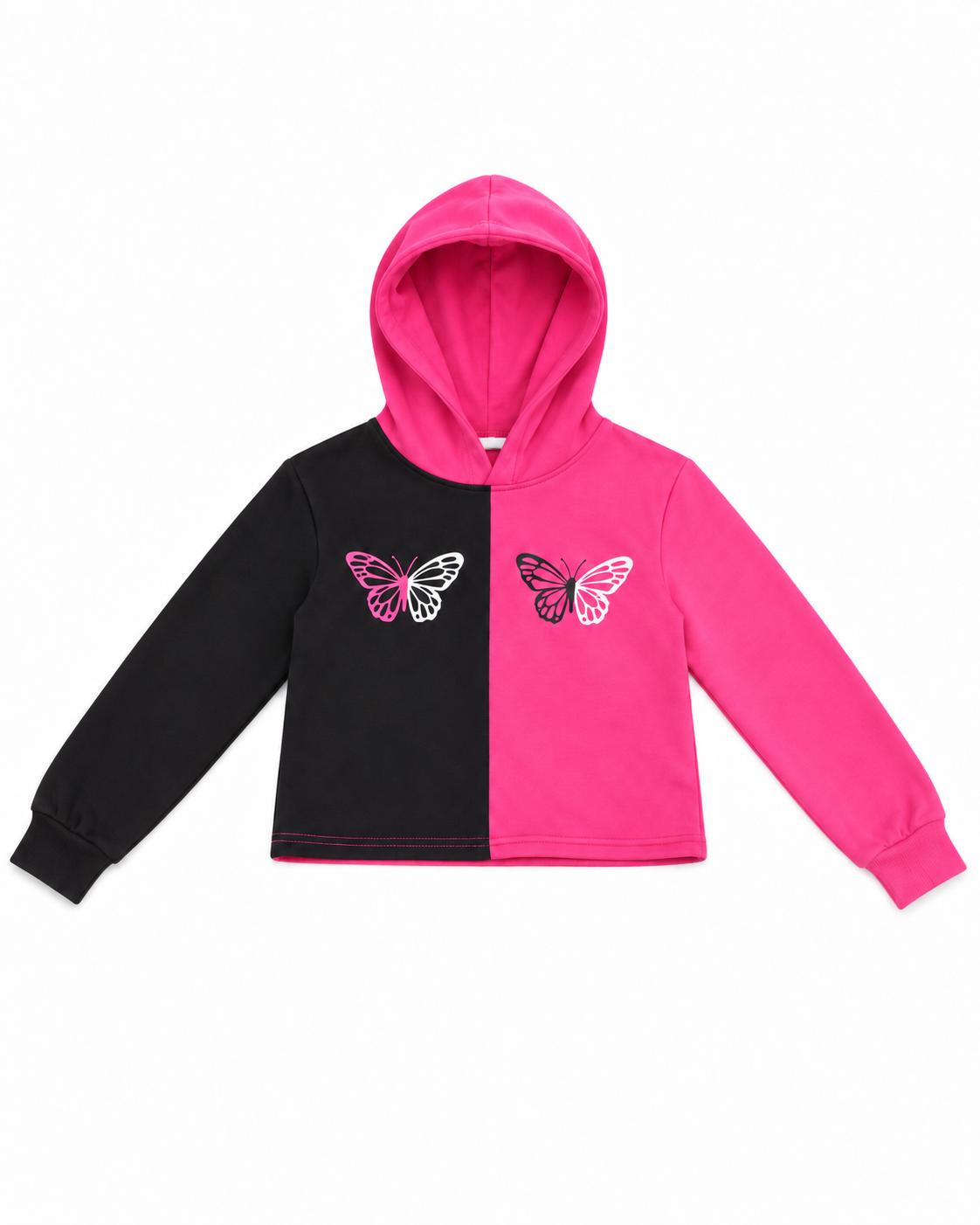 Set niña 3 piezas rosa y negro con mariposas