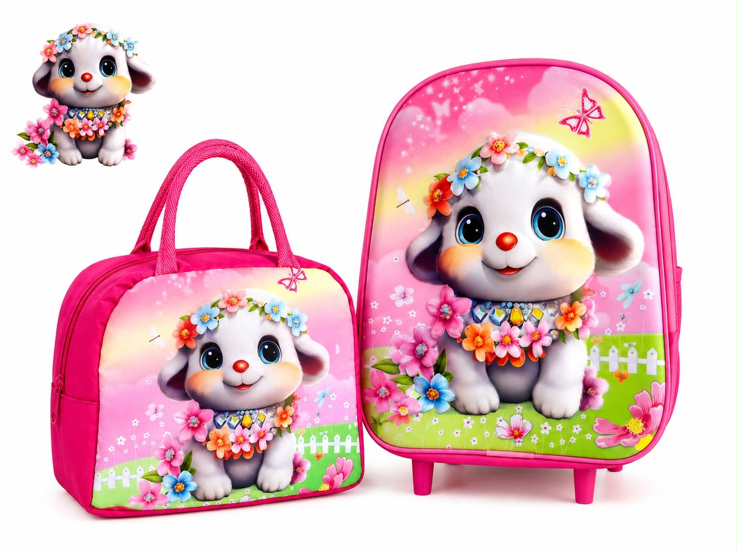 Set Mochila con Lonchera perrito floral