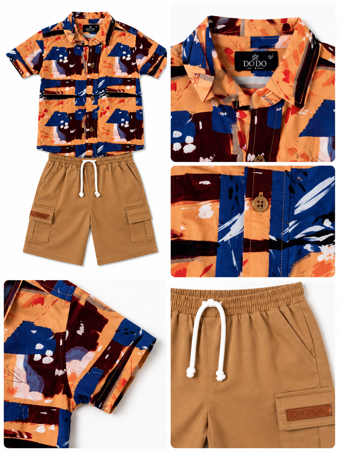 Set niño camisa estampada con short cargo