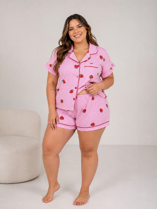 Pijama Dama Fresas Rosa