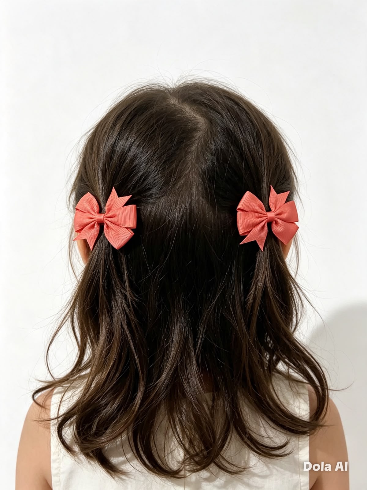 Moño par niña rosa coral de listón