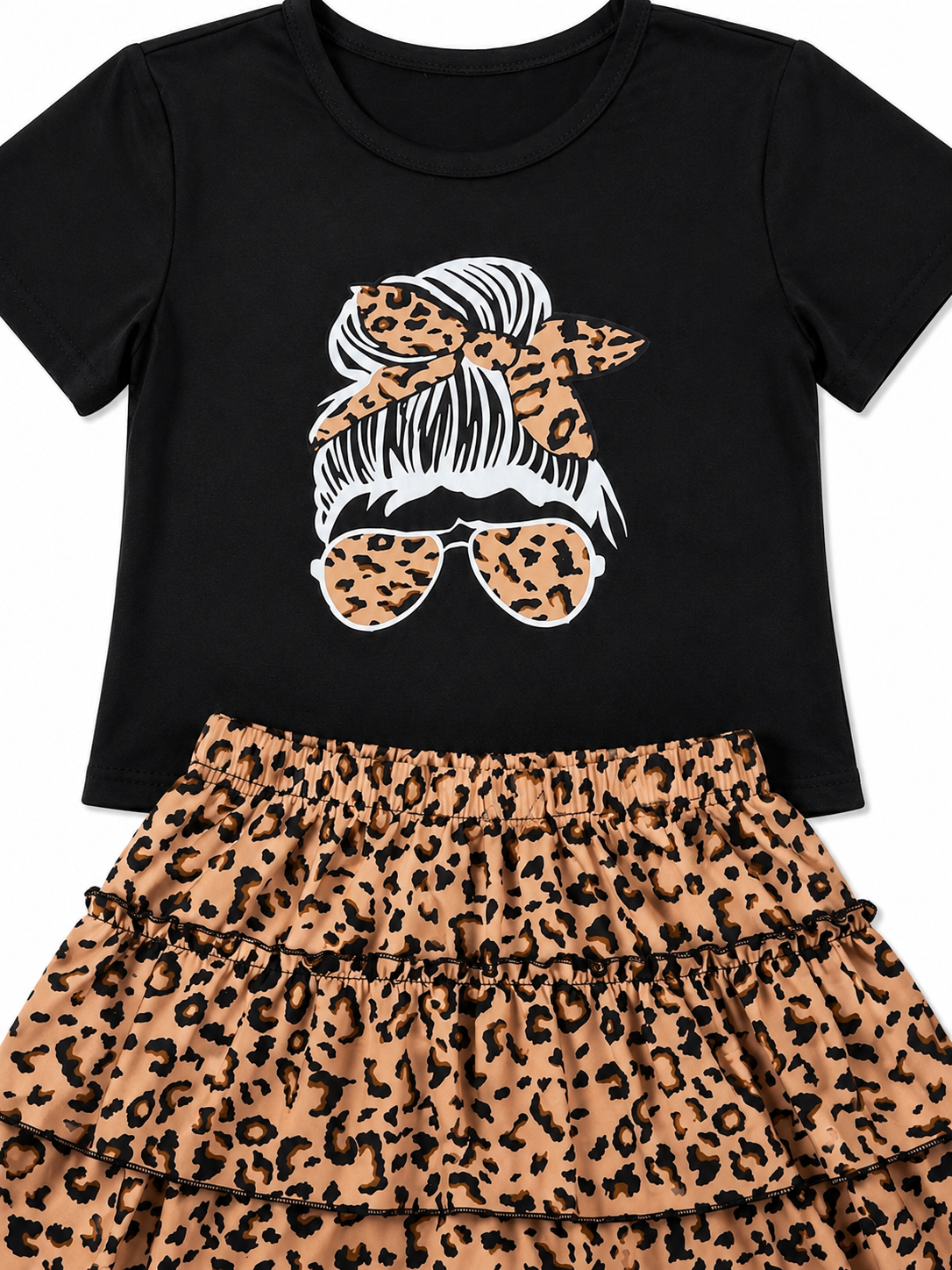 Set niña estampado animal print con falda Olanes