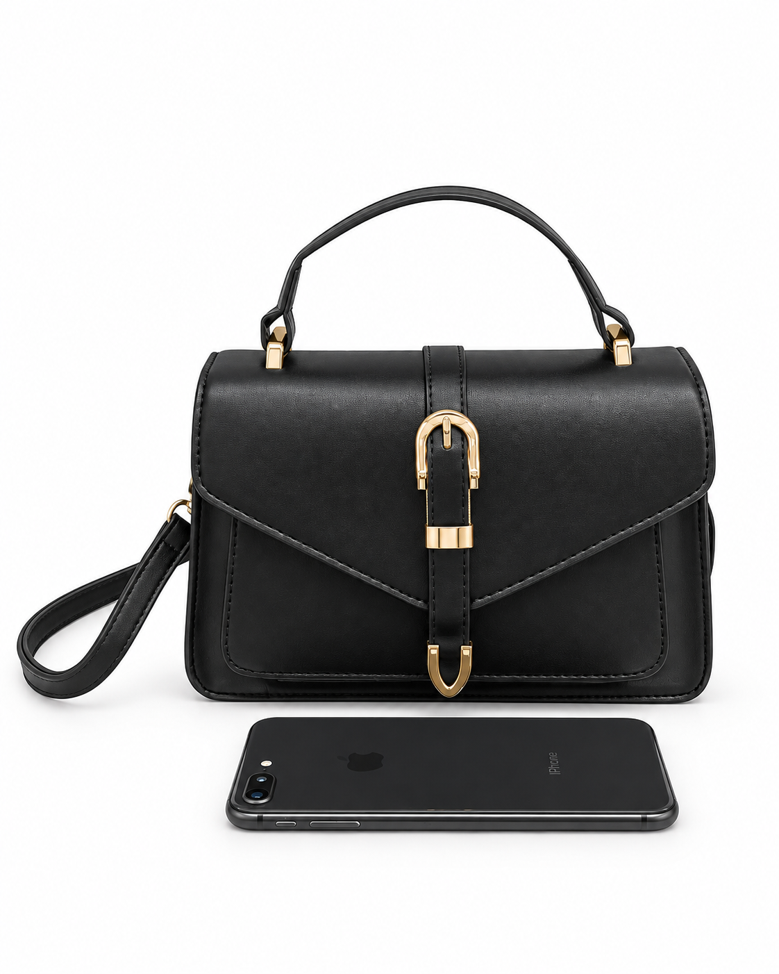 Bolsa dama elegante con asa y correa larga