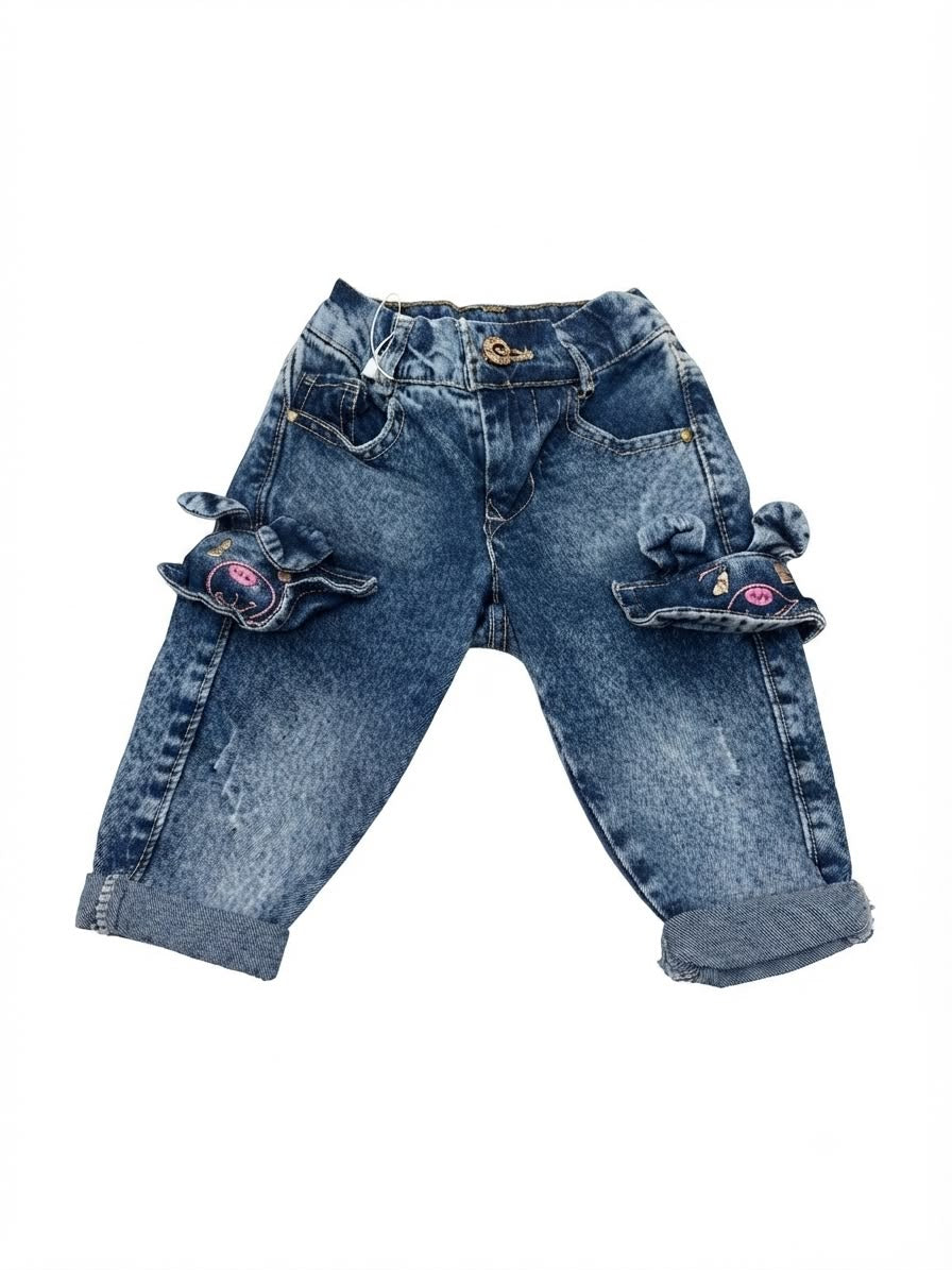 Pantalón Niña mezclilla con aplicación perrito