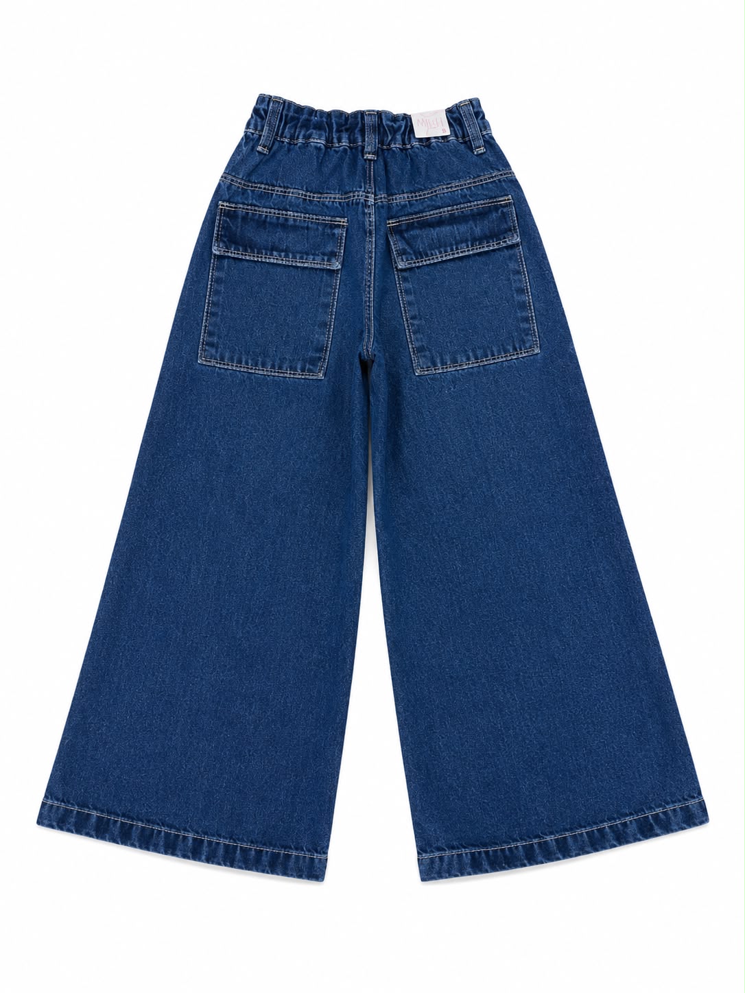 Pantalón niña cargo mezclilla wide leg