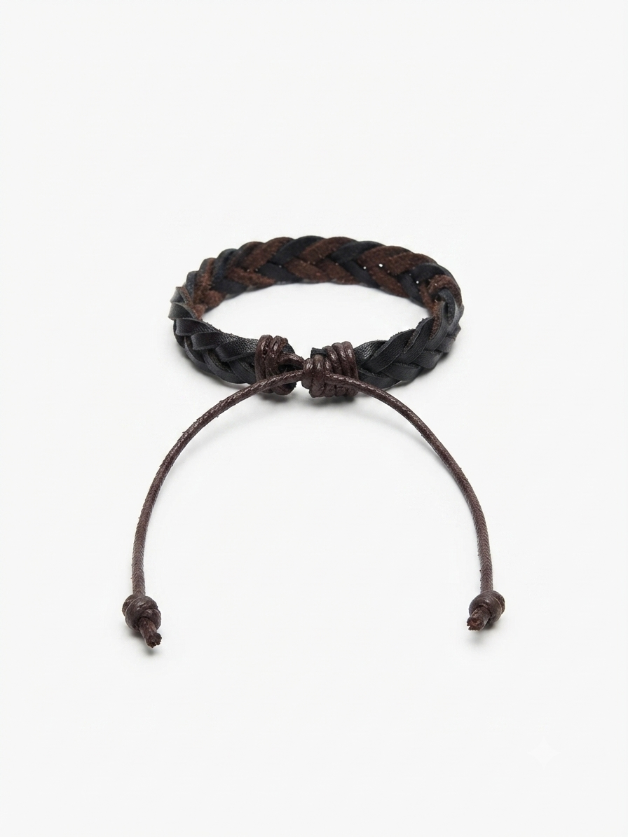 Pulsera caballero trenzada ajustable 🤎🖤