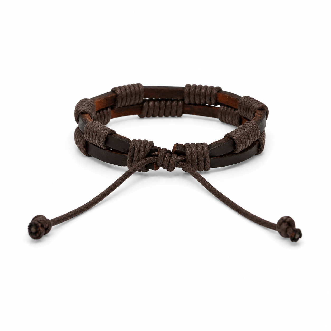 Pulsera caballero ajustable con detalles tejidos 🤎