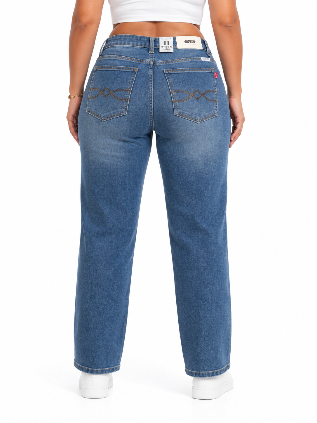 Pantalón dama mezclilla recto de tiro medio