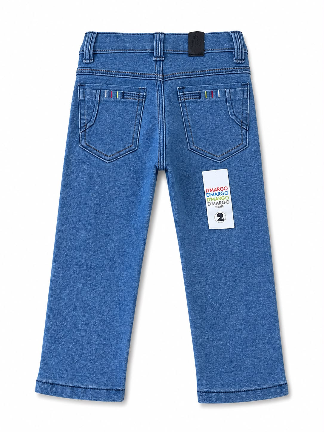 Pantalón niño mezclilla azul claro con detalles de color