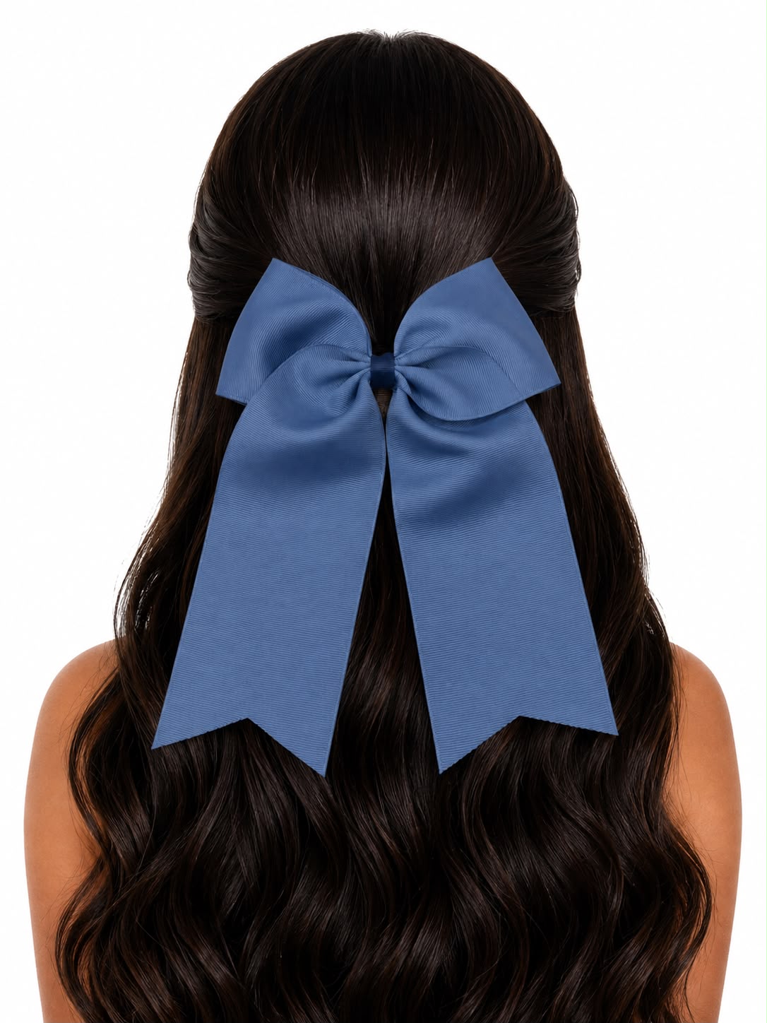 Moño niña azul acero con tirantes largos 🎀🩵